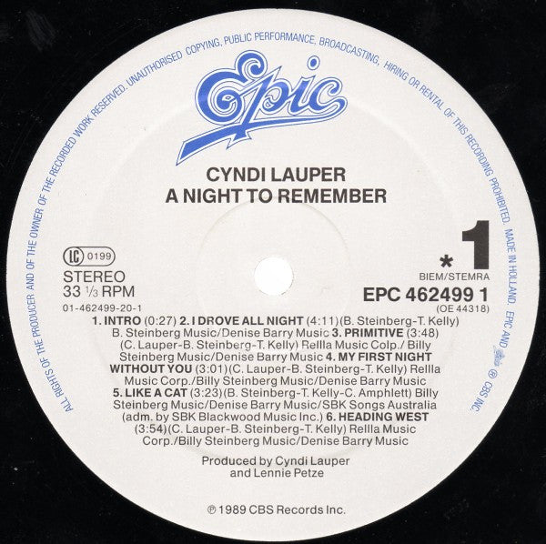 Cyndi Lauper – A Night To Remember