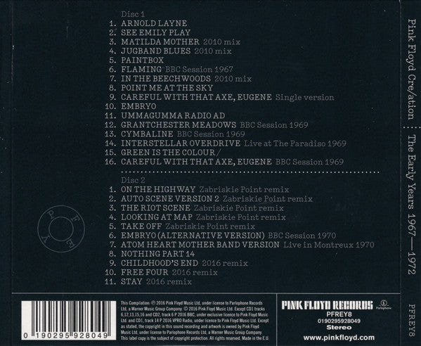 Pink Floyd – Cre/ation - The Early Years 1967 - 1972, 2xCD, Digipak