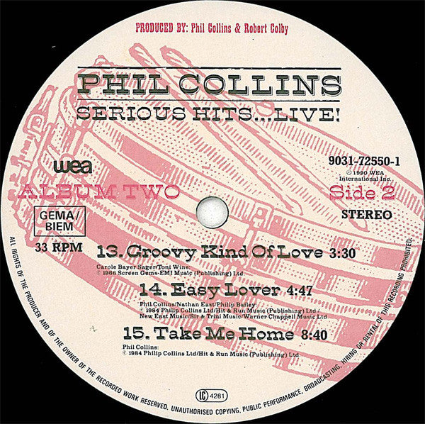 Phil Collins – Serious Hits...Live!   , 2LP , Gatefold
