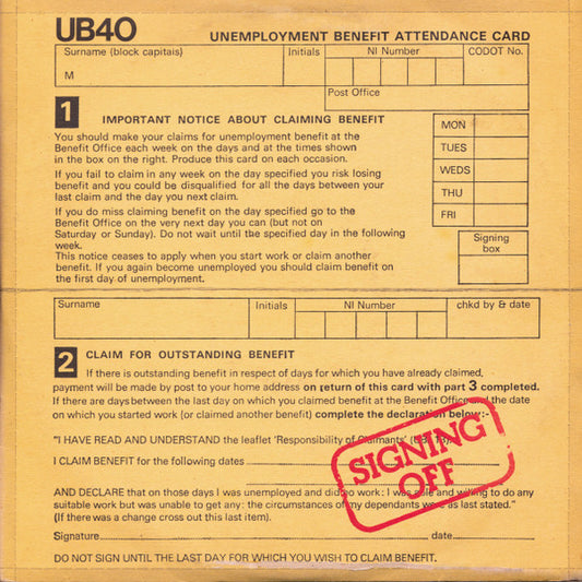 UB40 – Signing Off   (LP, Album + 12")