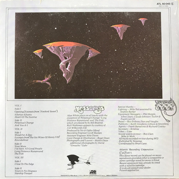 Yes – Yessongs  3xLP, 3-Panel, Gatefold