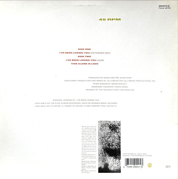 a-ha – I've Been Losing You, 	 Vinyl, 12", 45 RPM, Maxi-Single, Stereo