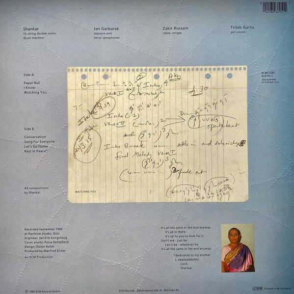 Shankar, Garbarek*, Hussain*, Gurtu* – Song For Everyone , ECM