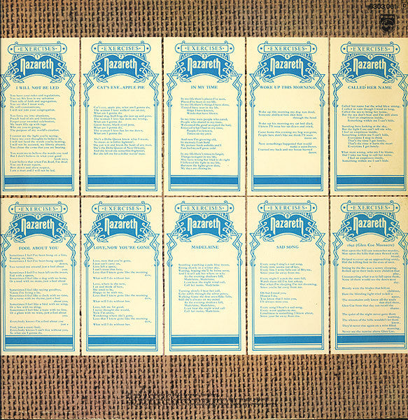 Nazareth – Exercises, Gatefold