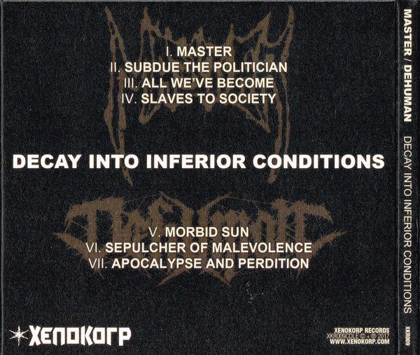 Master (/ Dehuman – Decay Into Inferior Conditions, 1st Press, Limited Edition, Numbered 145/300