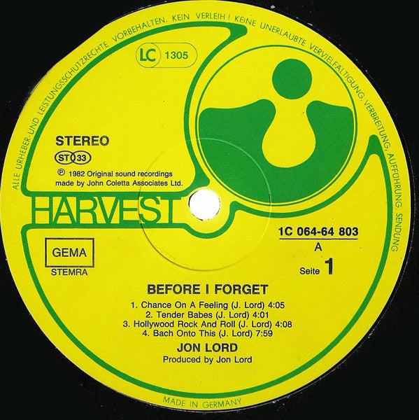 Jon Lord – Before I Forget