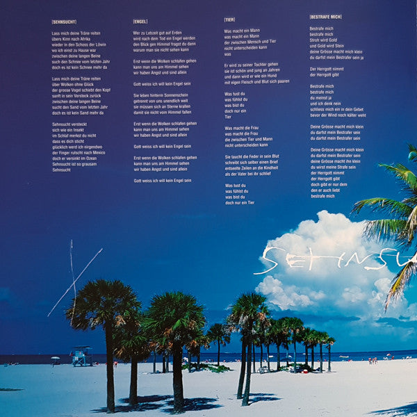 Rammstein – Sehnsucht  . 2LP , Gatefold , 180 gram , + 6-page tri-fold 12" insert with lyrics, credits, thank yous and photos.