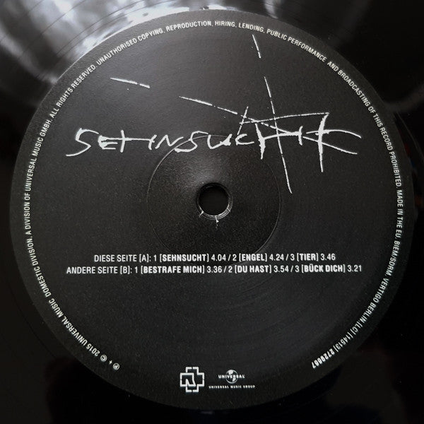Rammstein – Sehnsucht  . 2LP , Gatefold , 180 gram , + 6-page tri-fold 12" insert with lyrics, credits, thank yous and photos.