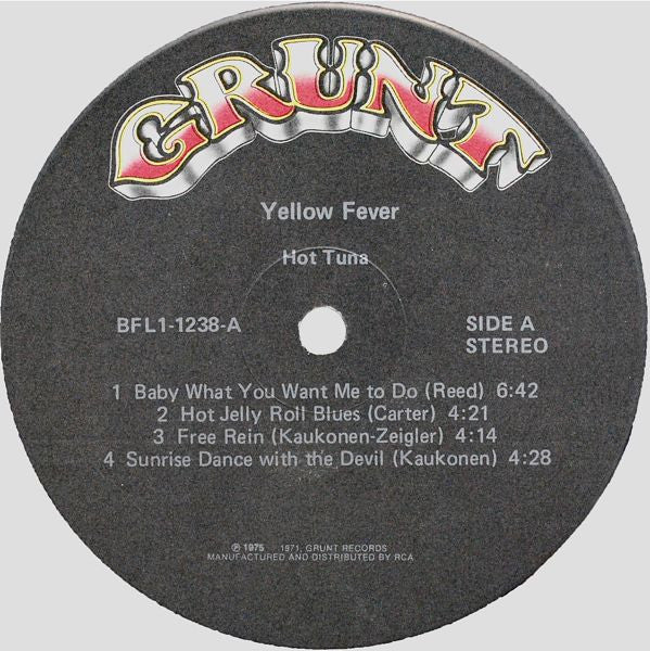 Hot Tuna – Yellow Fever, 1st Press