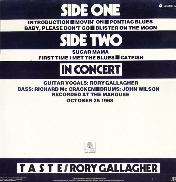 Taste  Featuring Rory Gallagher – In Concert