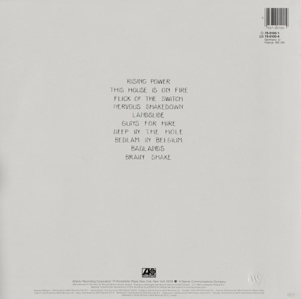 AC/DC – Flick Of The Switch, Embossed Sleeve