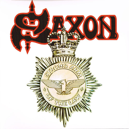 Saxon – Strong Arm Of The Law     , Gatefold , Limited Edition, White/Black/Red Splatter