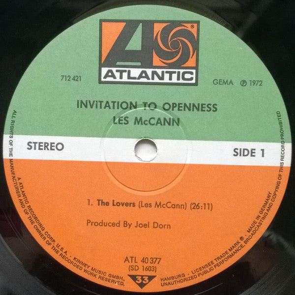 Les McCann – Invitation To Openness    ,  Gatefold
