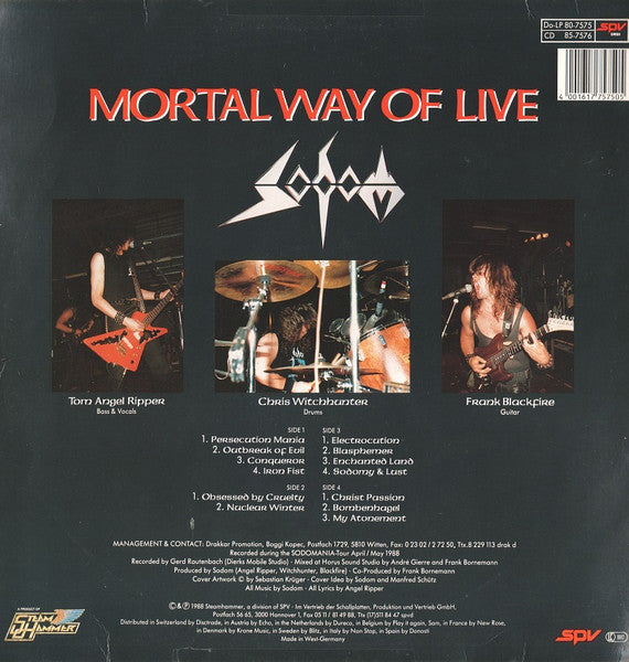 Sodom ‎– Mortal Way Of Live    ,  2LP