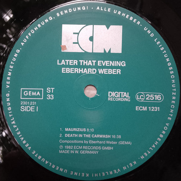 Eberhard Weber – Later That Evening   ,   ECM