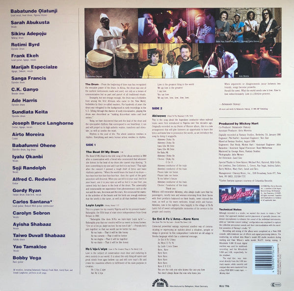 Babatunde Olatunji ‎– Dance To The Beat Of My Drum    , featuring Carlo  Santana