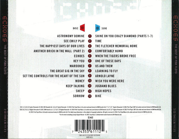 Pink Floyd ‎– Echoes (The Best Of Pink Floyd)   , 2 CD , Digipak
