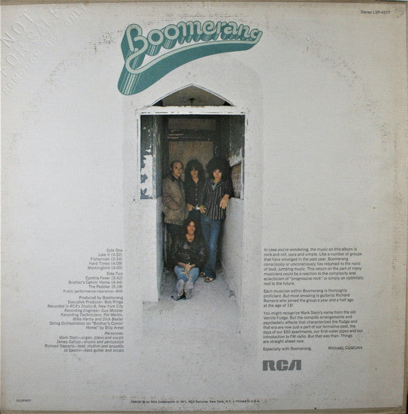 Boomerang  Featuring Mark Stein – Boomerang   , 1 press , US