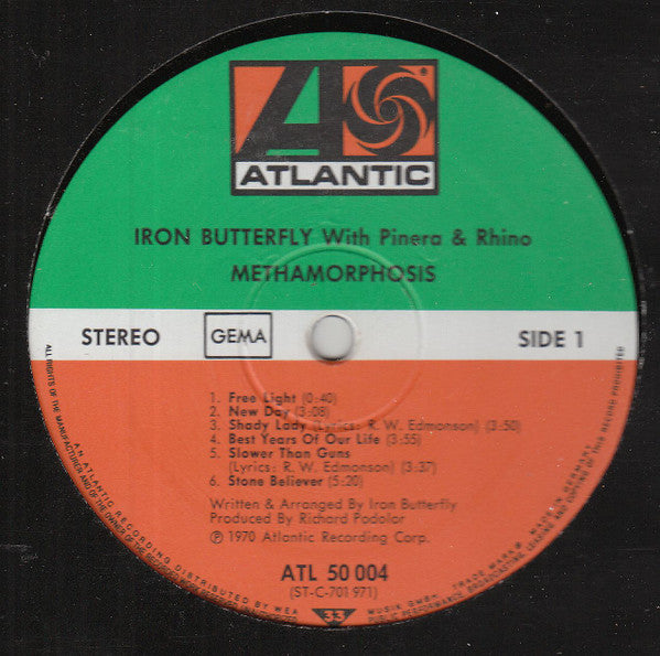 Iron Butterfly With Pinera* & Rhino* – Metamorphosis   ,  Gatefold