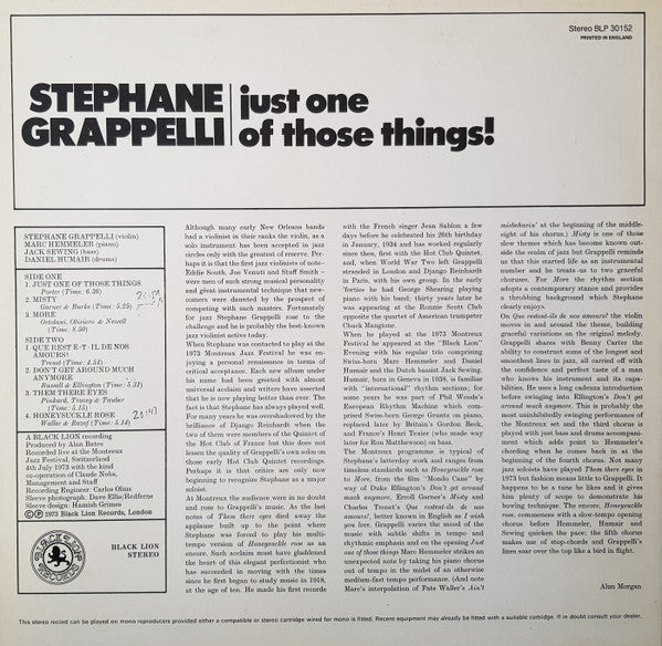 Stephane Grappelli* – Just One Of Those Things!