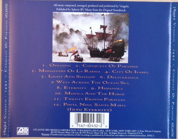 Vangelis – 1492 – Conquest Of Paradise (Music From The Original Soundtrack)  ,  CD