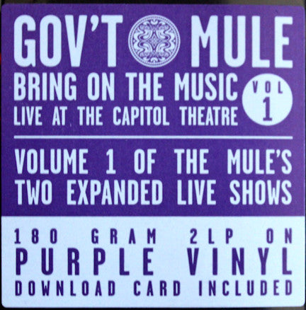 Gov't Mule – Bring On The Music / Live At The Capitol Theatre: Vol. 1  ,  2LP , Gatefold