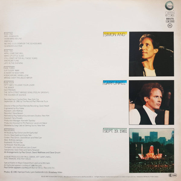 Simon And Garfunkel* – The Concert In Central Park    2LP,Gatefold + 12 page booklet, Gatefold, White Labels With Thin Lines