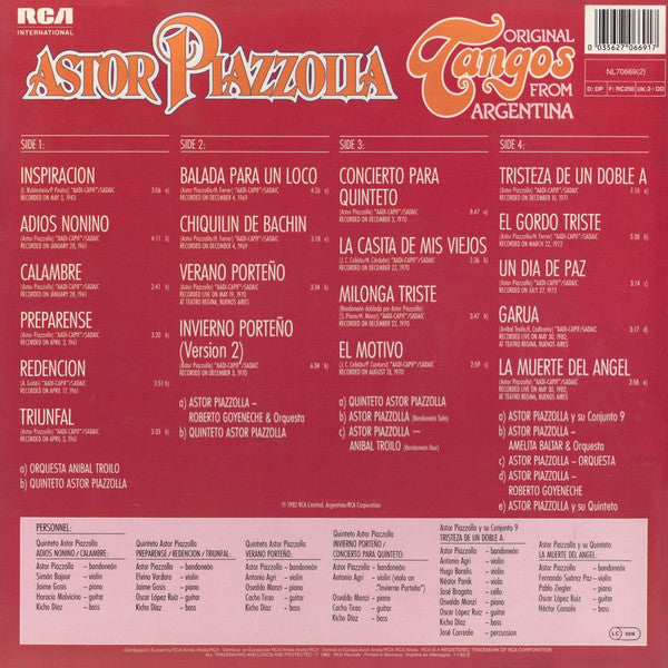 Astor Piazzolla – Original Tangos From Argentina    2LP , Gatefold