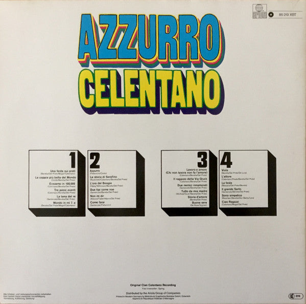 Adriano Celentano – Azzurro    ,  2LP , Gatefold