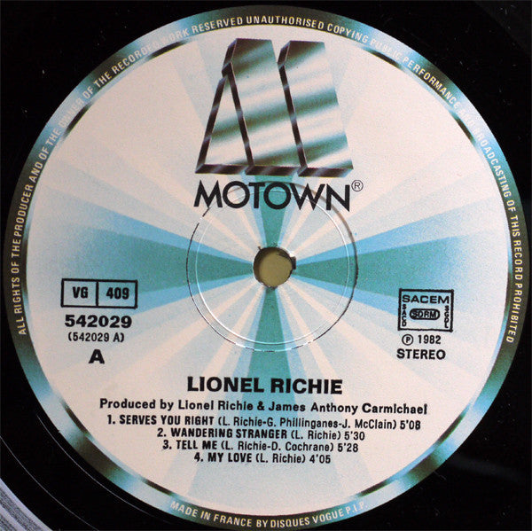 Lionel Richie – Lionel Richie  ,  Gatefold