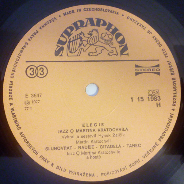 Jazz Q Martina Kratochvíla* ‎– Elegie