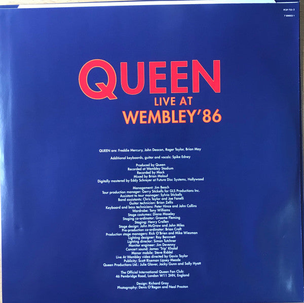 Queen – Live At Wembley '86   ,  2LP , Gatefold