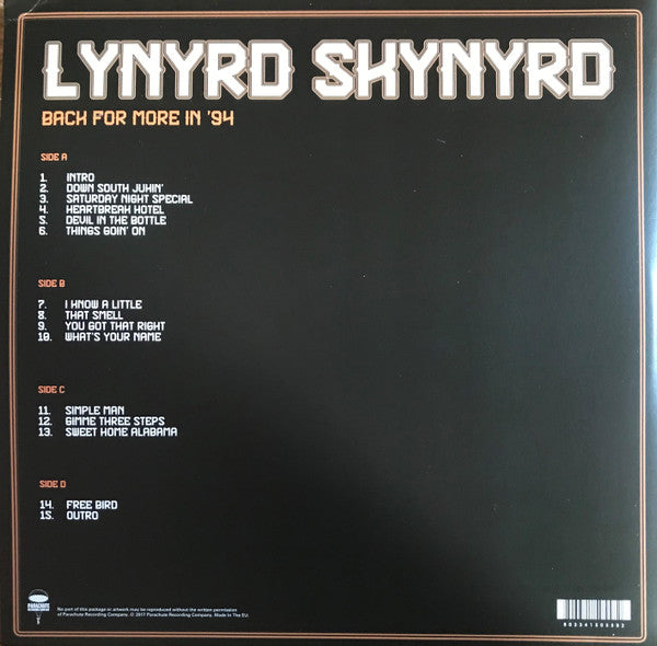 Lynyrd Skynyrd – Back For More In '94, 2xLP, Gatefold