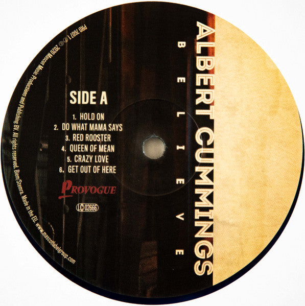 Albert Cummings – Believe  ,  Limited Edition, Blue Vinyl, 180 Gram