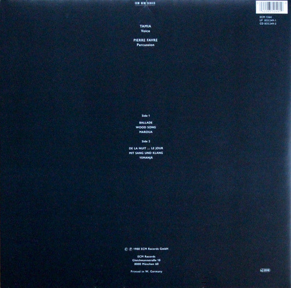 Tamia- Pierre Favre – De La Nuit... Le Jour,  Gatefold