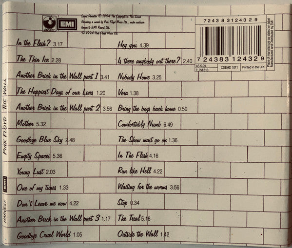 Pink Floyd – The Wall  ,  2 CD + booklet