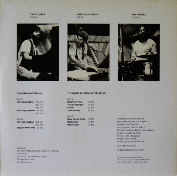 Chick Corea, Miroslav Vitous, Roy Haynes – Trio Music  ,  2LP , Gatefold