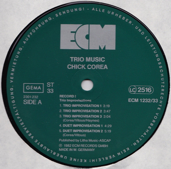 Chick Corea, Miroslav Vitous, Roy Haynes – Trio Music  ,  2LP , Gatefold