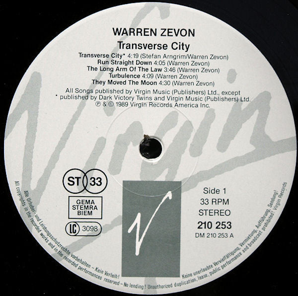 Warren Zevon ‎– Transverse City