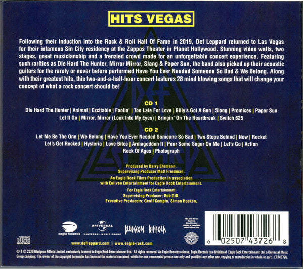 Def Leppard – Hits Vegas (Live At Planet Hollywood), 2xCD