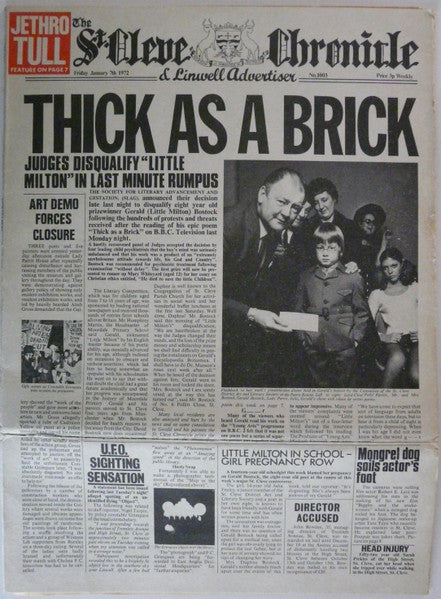 Jethro Tull – Thick As A Brick   ,  Gatefold, Newspaper