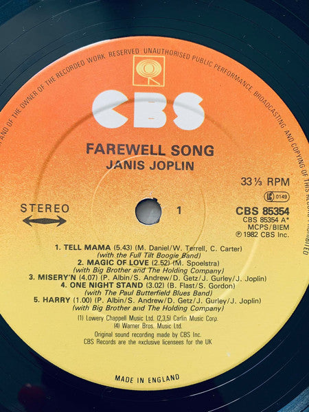Janis Joplin – Farewell Song