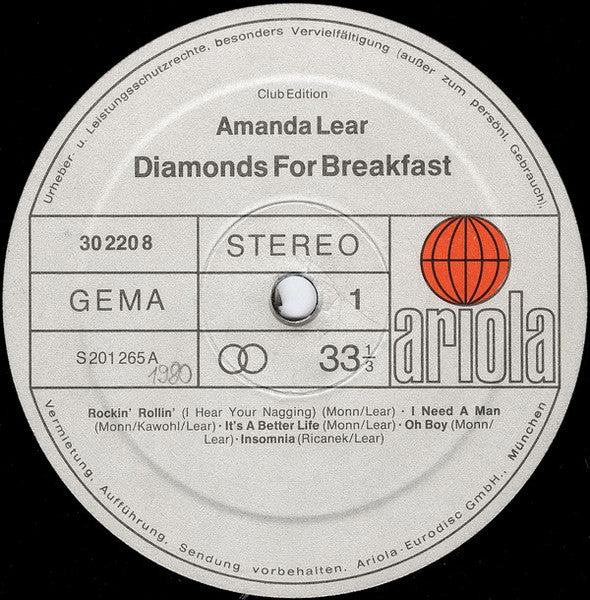 Amanda Lear – Diamonds For Breakfast   ,  Club Edition