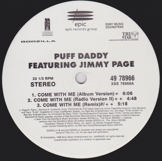 Puff Daddy Featuring Jimmy Page – Come With Me, 	 Vinyl, 12", 33 ⅓ RPM