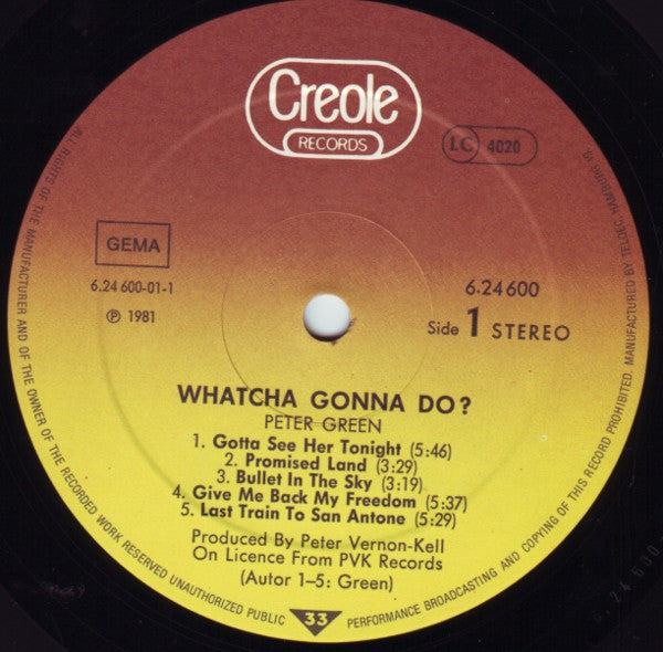 Peter Green  – Whatcha Gonna Do?