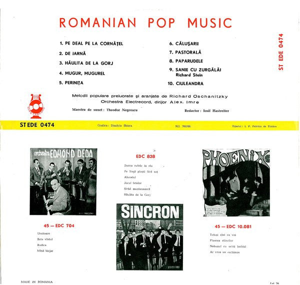 Richard Oschanitzky - Orchestra Electrecord , Dirijor Alex. Imre* – Romanian Pop Music
