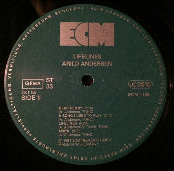 Arild Andersen – Lifelines, 1st Press   ,   ECM