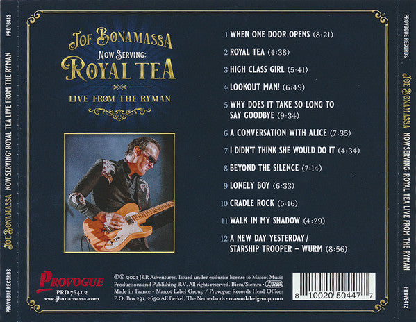 Joe Bonamassa – Now Serving: Royal Tea Live From The Ryman  , CD