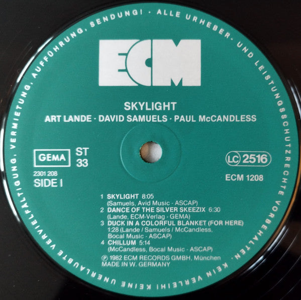 Art Lande, Paul McCandless, David Samuels* – Skylight