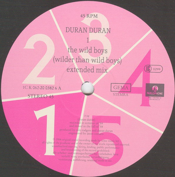 Duran Duran – The Wild Boys, 	 Vinyl, 12", 45 RPM, Maxi-Single, Stereo, Pink Label